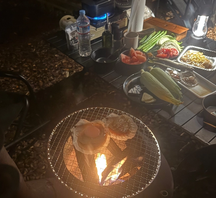 ととのう 東原妙子 サウナ Earthboat 黒姫 ホタテ貝 BBQ 朝採れトウモロコシ