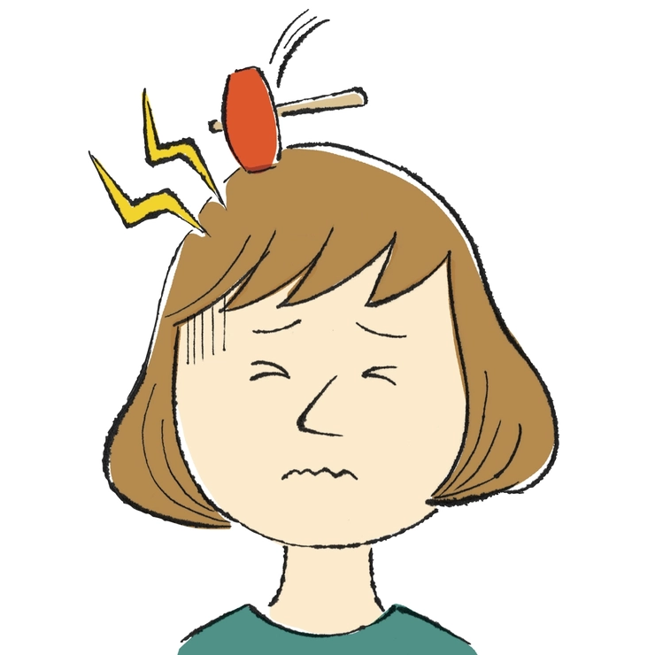 頭痛を感じている女性のイメージイラスト