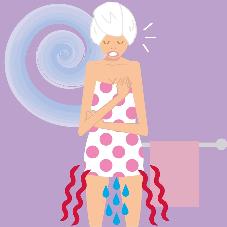 お風呂から出たあと、腟から水が漏れて出てくることがある