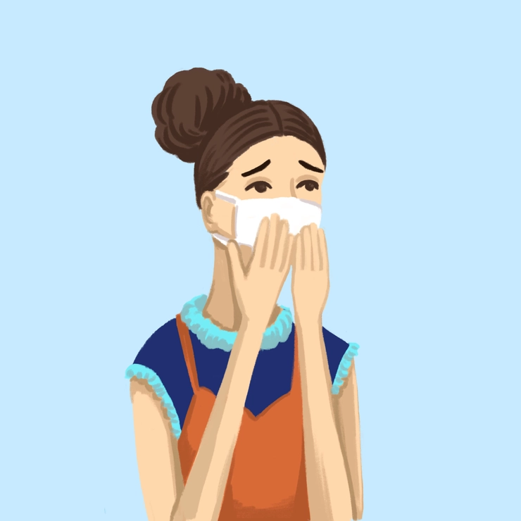 口臭を気にするる女性のイラスト