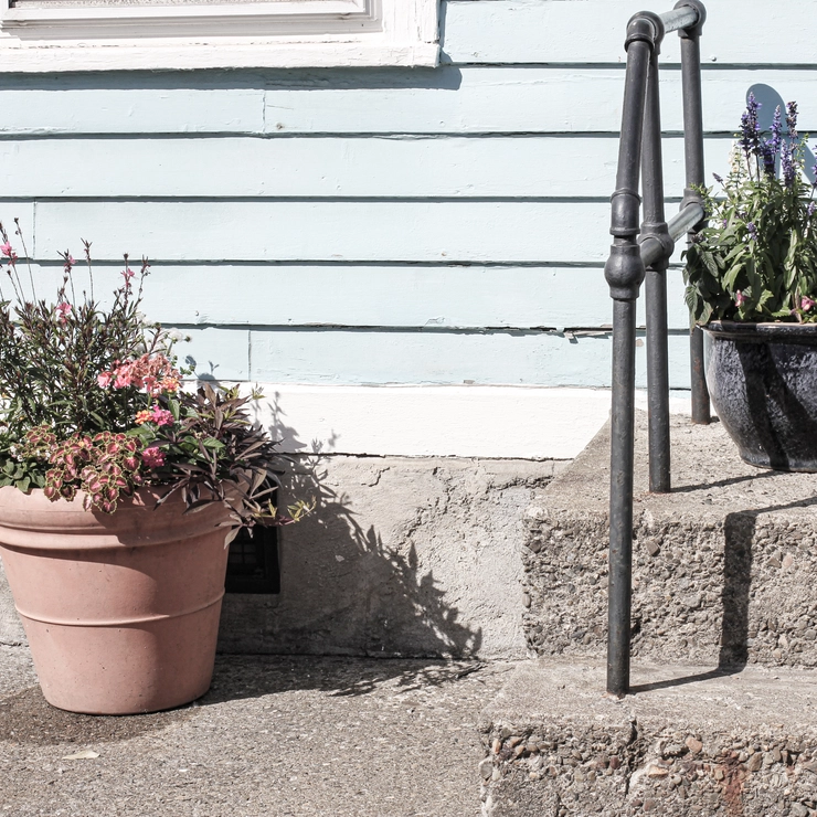 道に並べられた鉢